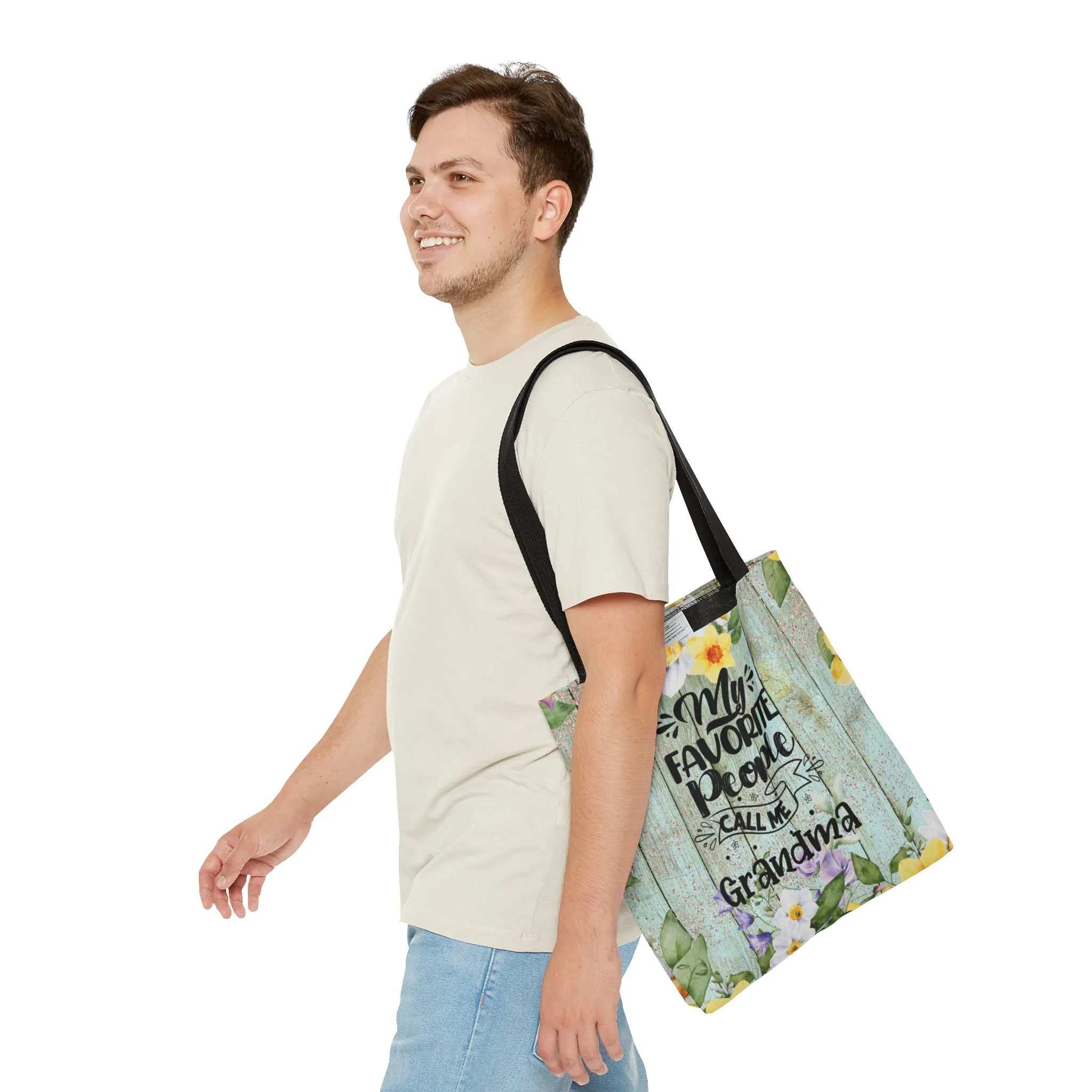 Personalised/Non-Personalised Tote Bag, Floral, My Favorite People Call me Grandma, Tote bag