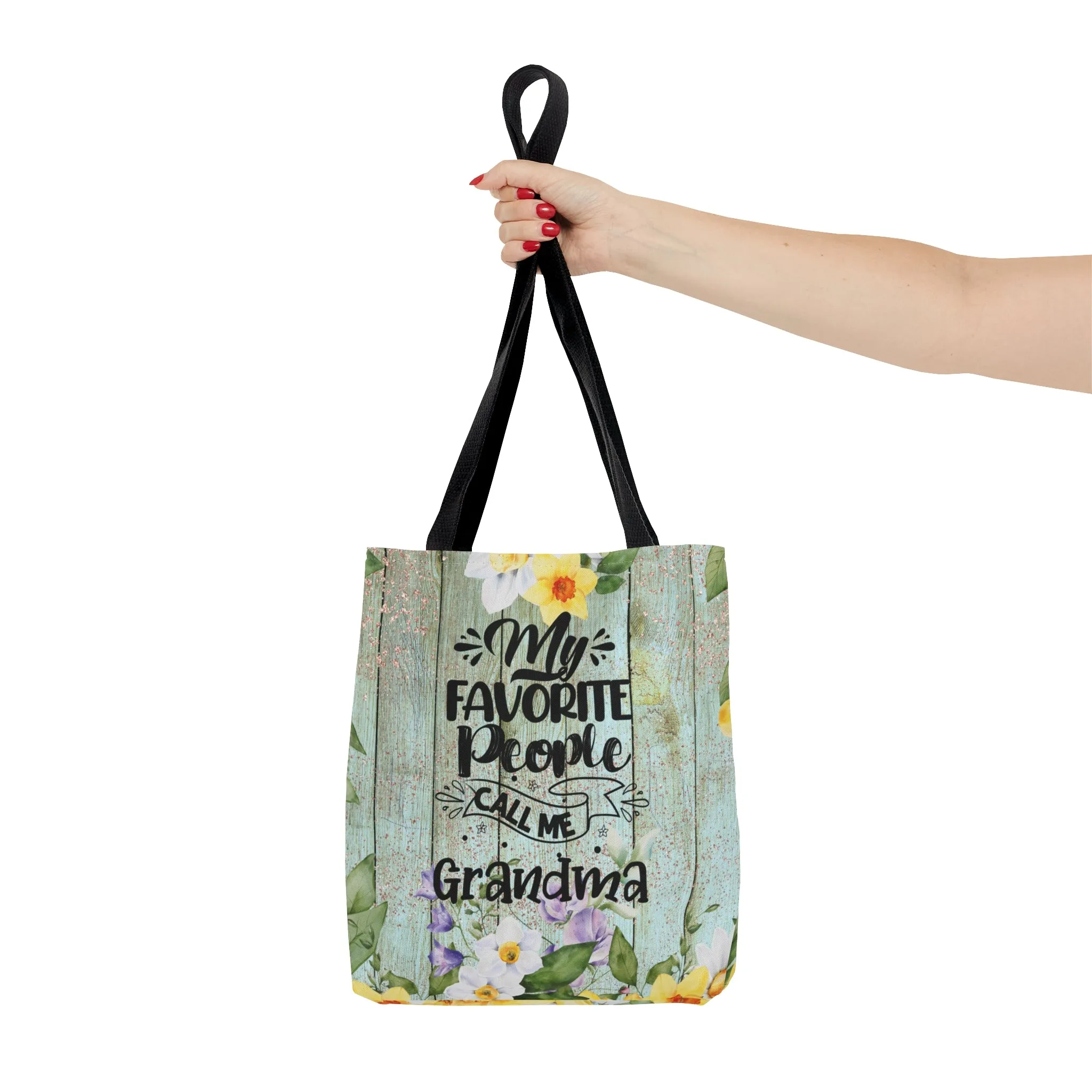 Personalised/Non-Personalised Tote Bag, Floral, My Favorite People Call me Grandma, Tote bag