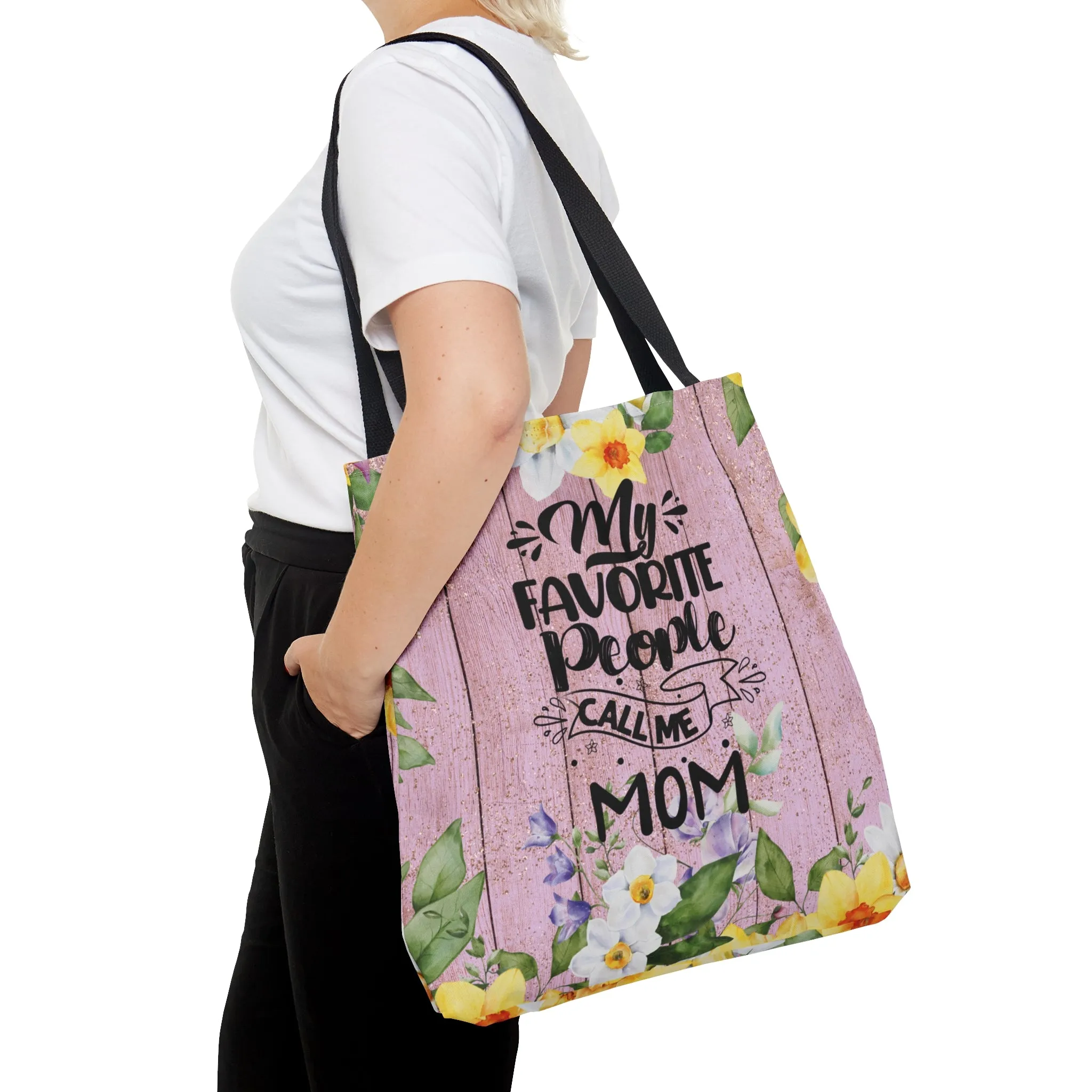 Personalised/Non-Personalised Tote Bag, Floral, My Favorite People Call me Mom, Tote bag