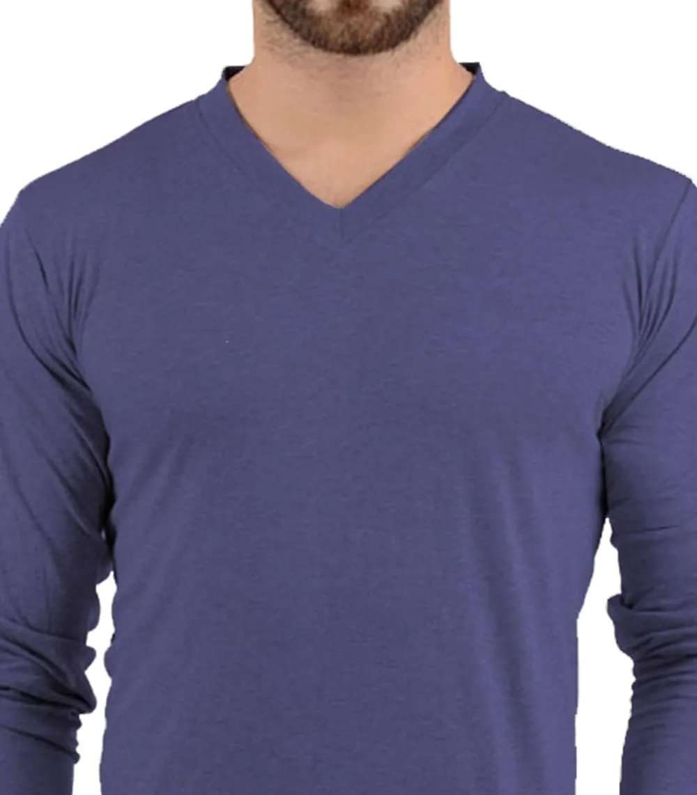 Plain Long Sleeve Shirt Men - Grey & Black Soft Comfortable V Neck Full Sleeves Fashion Tees for Men