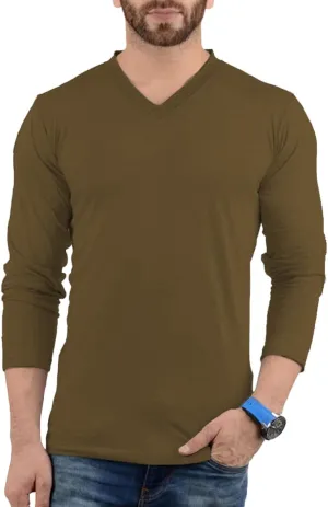 Plain Long Sleeve Shirt Men - Grey & Black Soft Comfortable V Neck Full Sleeves Fashion Tees for Men