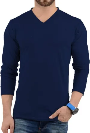 Plain Long Sleeve Shirt Men - Grey & Black Soft Comfortable V Neck Full Sleeves Fashion Tees for Men