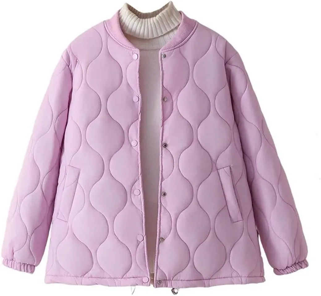 Plus Size Women Parka Autumn/Winter Fashion Loose Thin Casual Baseball Collar Cotton-Padded Coat