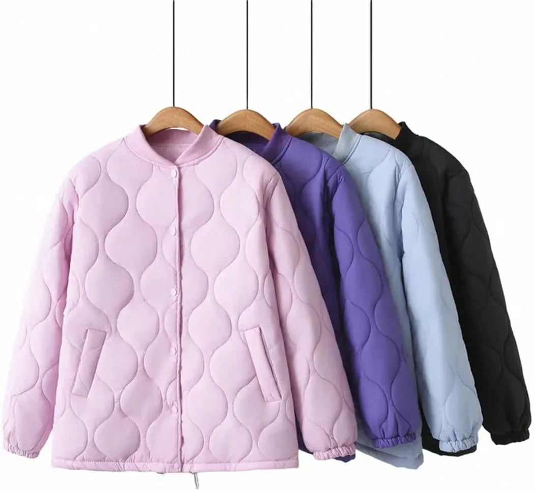 Plus Size Women Parka Autumn/Winter Fashion Loose Thin Casual Baseball Collar Cotton-Padded Coat