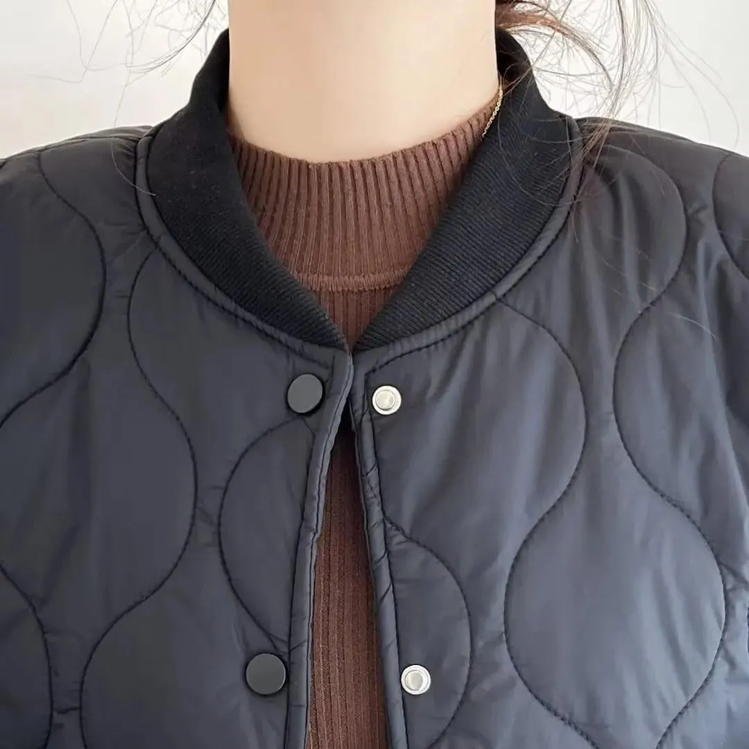 Plus Size Women Parka Autumn/Winter Fashion Loose Thin Casual Baseball Collar Cotton-Padded Coat