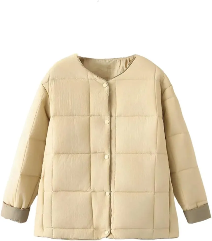 Plus Size Women Parka Autumn/Winter Fashion Square Contrast Color Cotton-Padded Coat