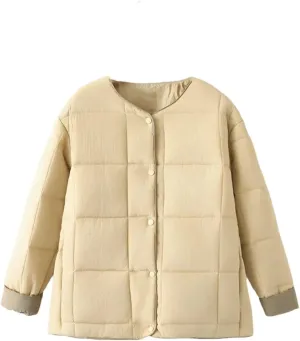 Plus Size Women Parka Autumn/Winter Fashion Square Contrast Color Cotton-Padded Coat