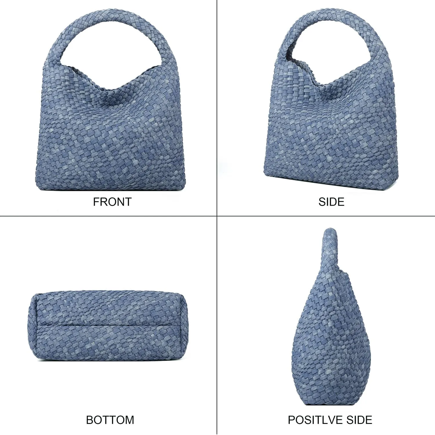 Queenoris Fashion Woven Purse for Women Top-handle Shoulder Bag Soft Summer Hobo Tote Bag