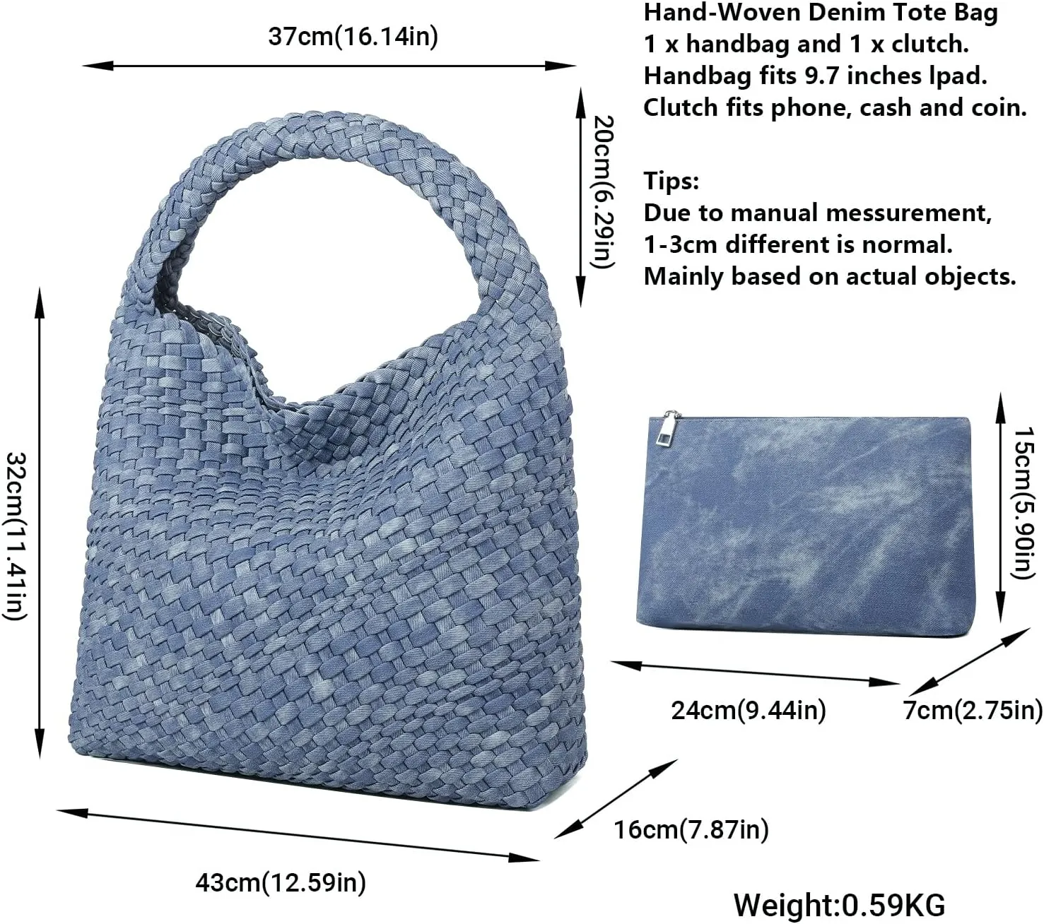 Queenoris Fashion Woven Purse for Women Top-handle Shoulder Bag Soft Summer Hobo Tote Bag