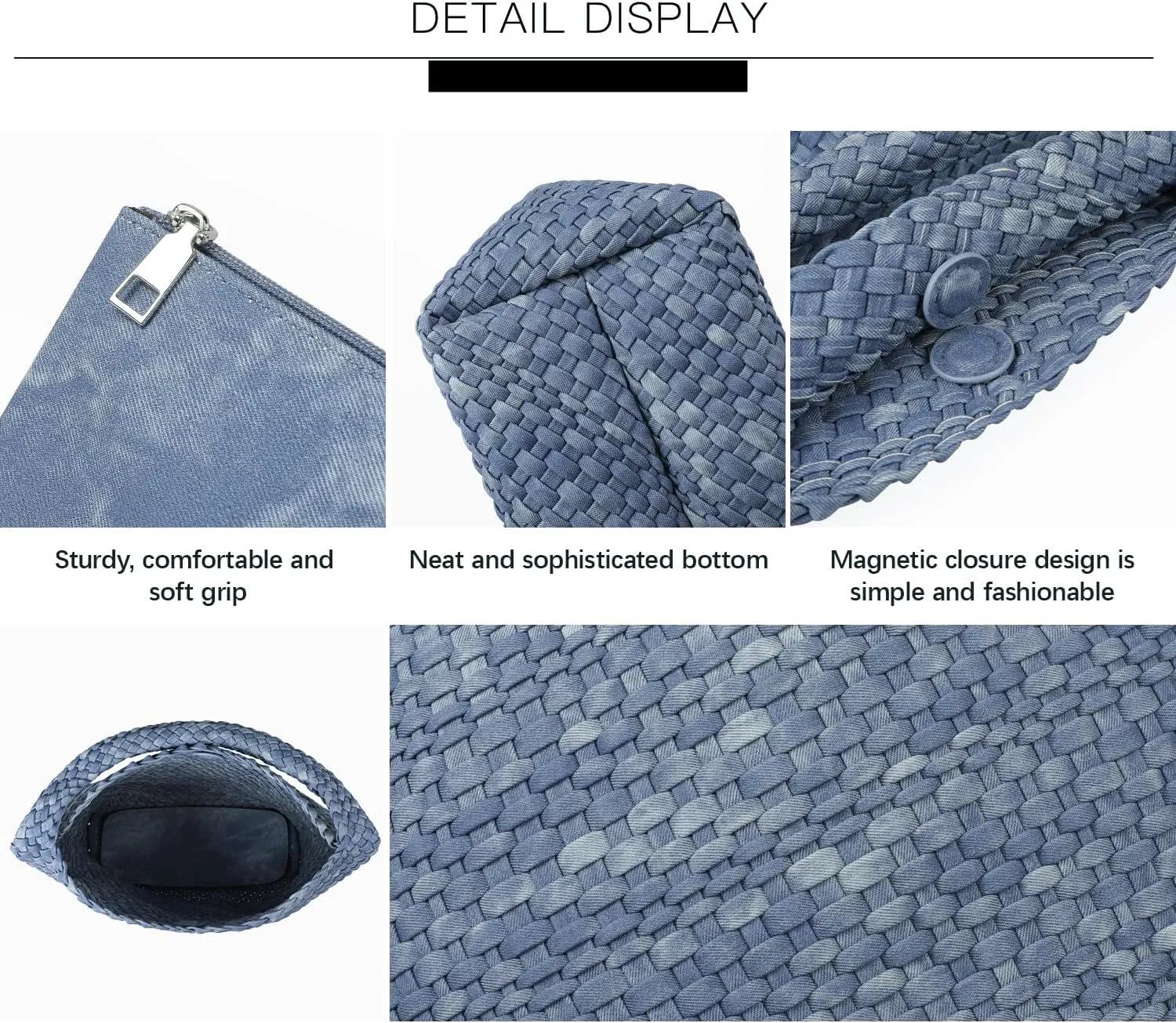 Queenoris Fashion Woven Purse for Women Top-handle Shoulder Bag Soft Summer Hobo Tote Bag