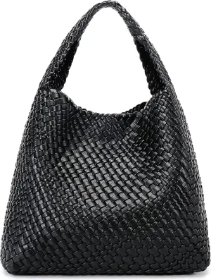 Queenoris Fashion Woven Purse for Women Top-handle Shoulder Bag Soft Summer Hobo Tote Bag