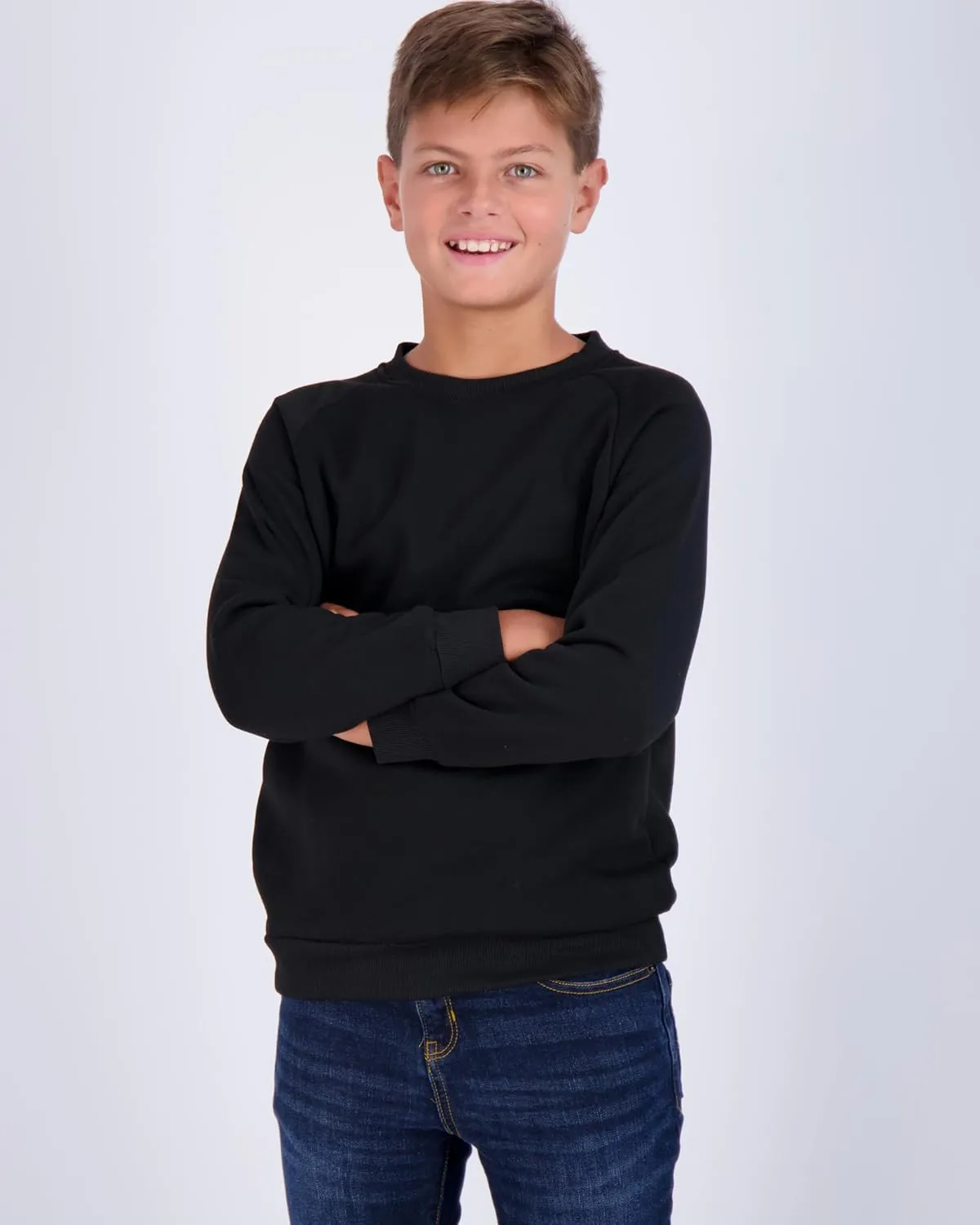 Real Essentials 3 Pack Boys' Fleece Crew Neck Long Sleeve Sweatshirt - Soft Pullover Sweaters for Youth Kids Boys & Girls