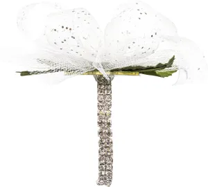 Reliant Ribbon Sophisticated Premade Corsage Wristlet Floral Accessories, White/Silver