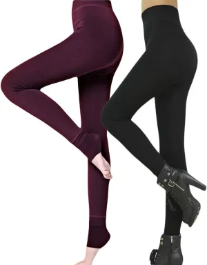 Romastory Winter Warm Leggings Women Elastic Thick Thermal Legging Pants Fleece Lined Tights
