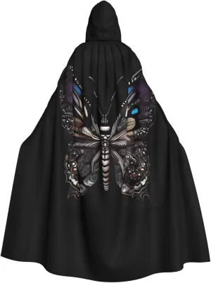 Science Butterfly Prints Hooded Cloak for Halloween, Role-playing, and Costume Parties - Comfortable and Durable