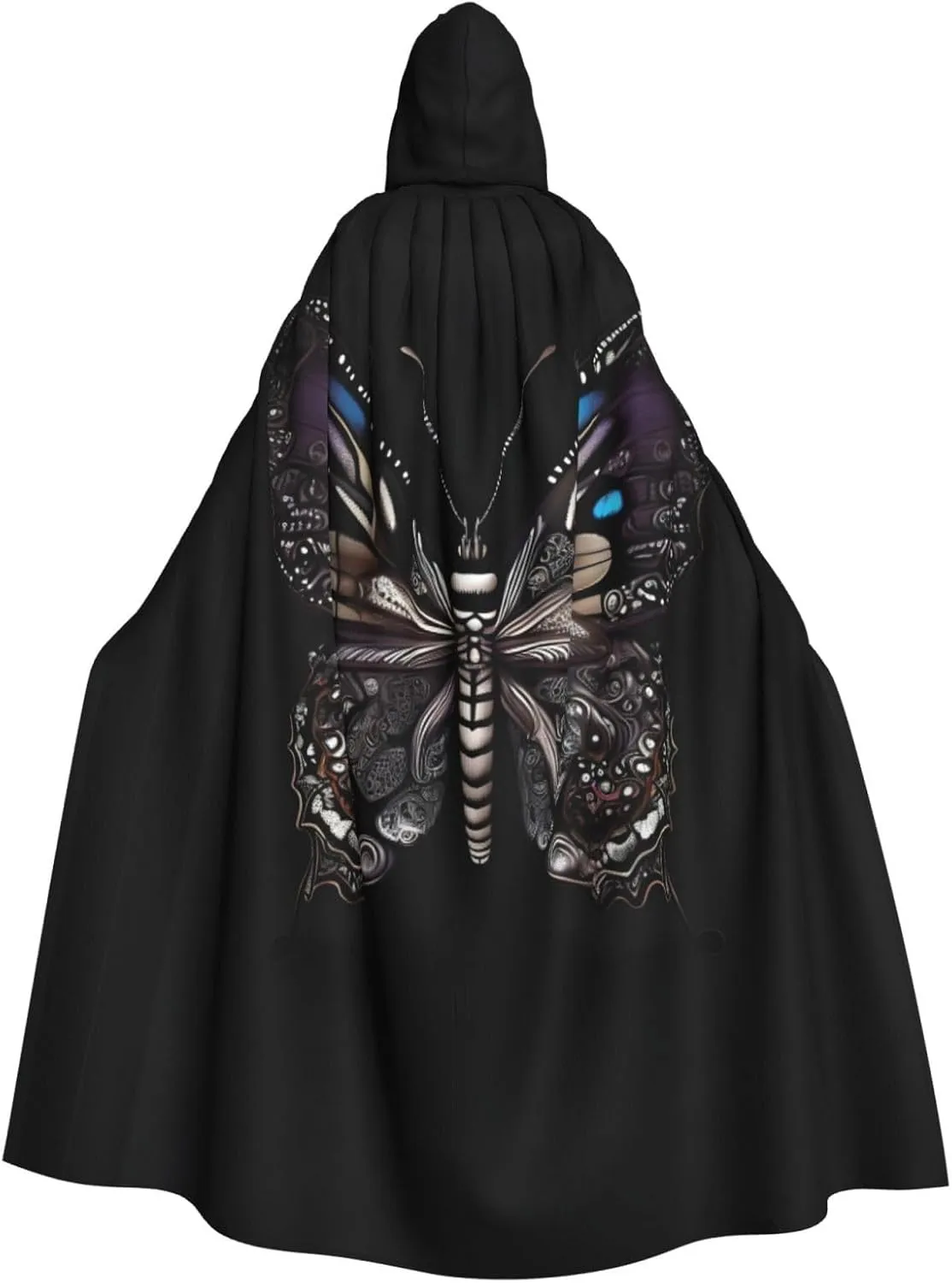 Science Butterfly Prints Hooded Cloak for Halloween, Role-playing, and Costume Parties - Comfortable and Durable