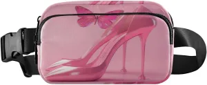 Small Travel Fanny Pack with Adjustable Strap Unisex Heels Butterfly Pattern Waist Pack for Running, Hiking