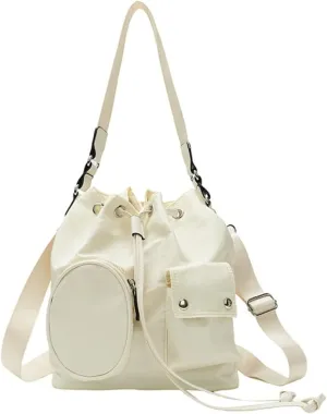Sophisticated Ruched Drawstring Large Bucket Shoulder Bag Multifunctional Crossbody Handbag Purse for Stylish Women