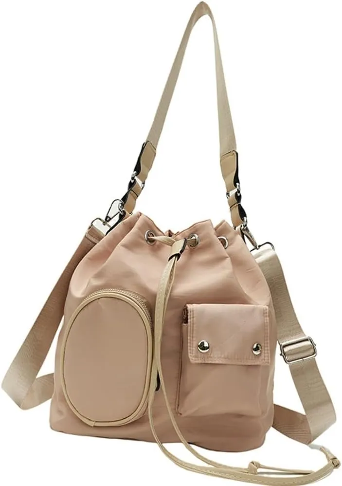 Sophisticated Ruched Drawstring Large Bucket Shoulder Bag Multifunctional Crossbody Handbag Purse for Stylish Women