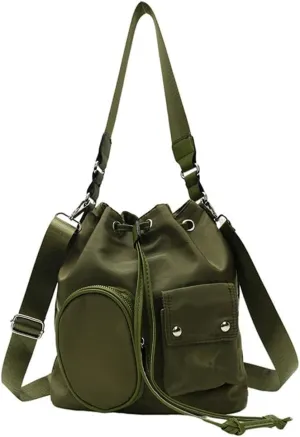 Sophisticated Ruched Drawstring Large Bucket Shoulder Bag Multifunctional Crossbody Handbag Purse for Stylish Women