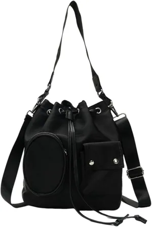 Sophisticated Ruched Drawstring Large Bucket Shoulder Bag Multifunctional Crossbody Handbag Purse for Stylish Women