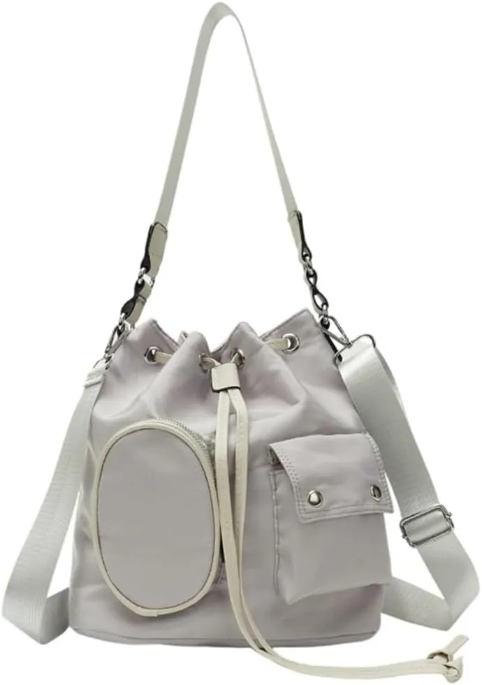 Sophisticated Ruched Drawstring Large Bucket Shoulder Bag Multifunctional Crossbody Handbag Purse for Stylish Women