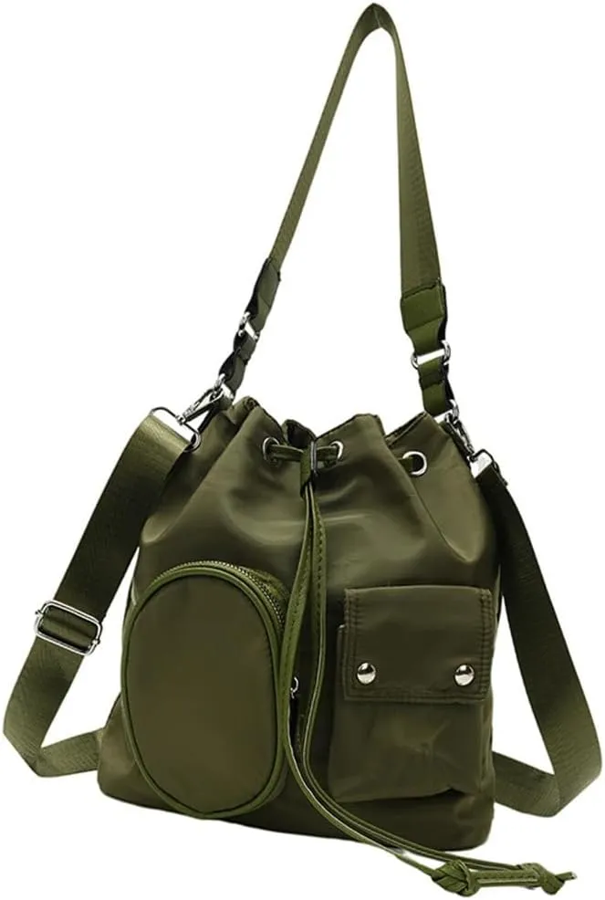 Sophisticated Ruched Drawstring Large Bucket Shoulder Bag Multifunctional Crossbody Handbag Purse for Stylish Women