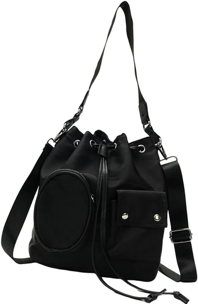 Sophisticated Ruched Drawstring Large Bucket Shoulder Bag Multifunctional Crossbody Handbag Purse for Stylish Women