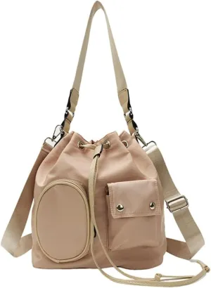 Sophisticated Ruched Drawstring Large Bucket Shoulder Bag Multifunctional Crossbody Handbag Purse for Stylish Women