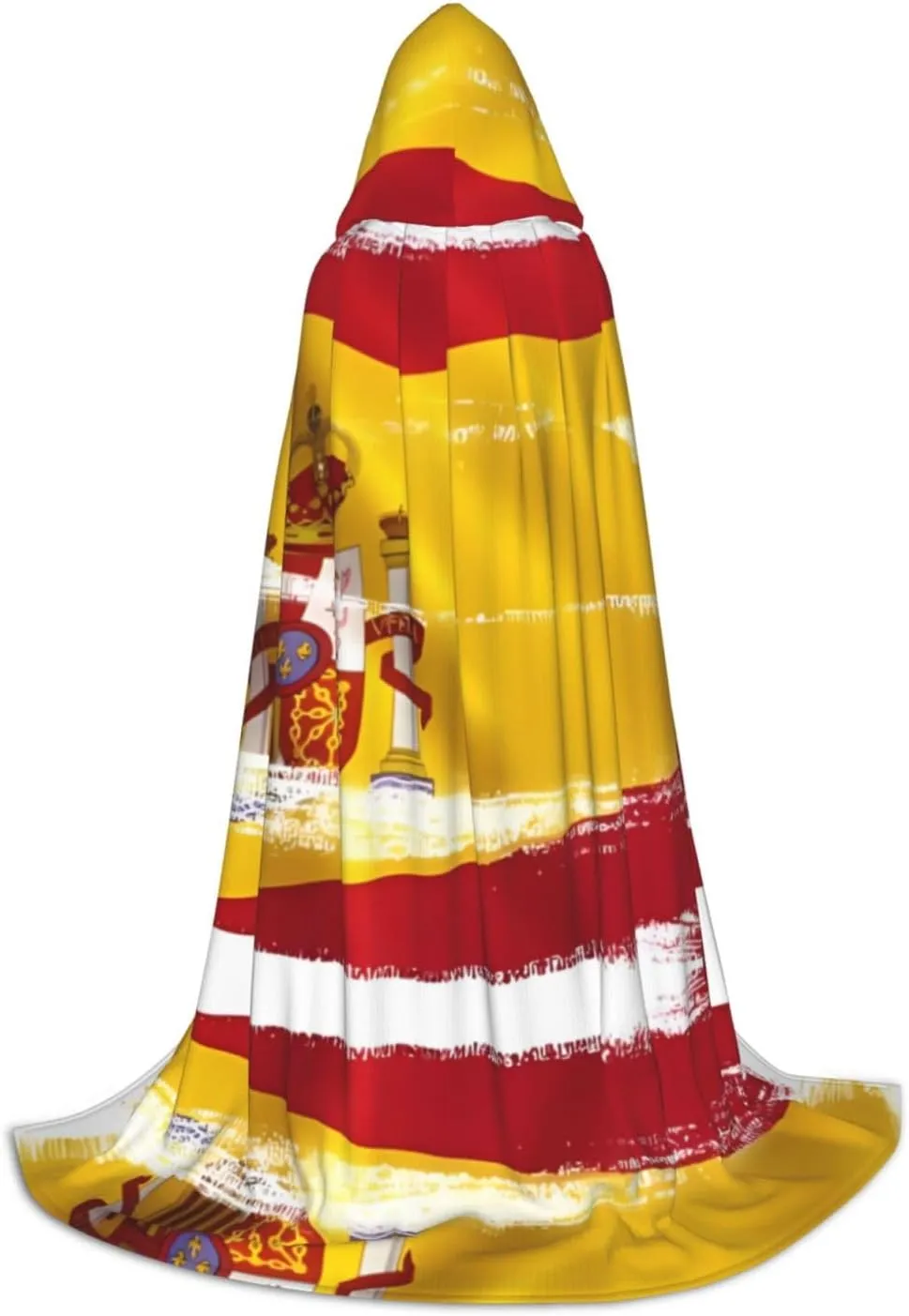 Spain Flag Black hooded cloak for men & Women, wizard cloak with, Durable & Comfortable Long cape for Halloween, Cosplay, PartiesMedium