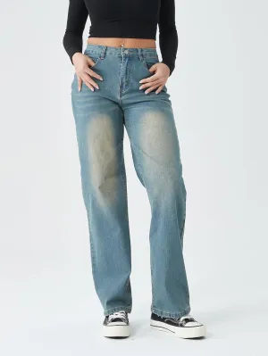 Straight Leg Jeans for Women,High Waisted Wide Leg Loose Stretchy Boyfriend Denim Pants Baggy Jeans for Women