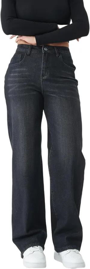 Straight Leg Jeans for Women,High Waisted Wide Leg Loose Stretchy Boyfriend Denim Pants Baggy Jeans for Women