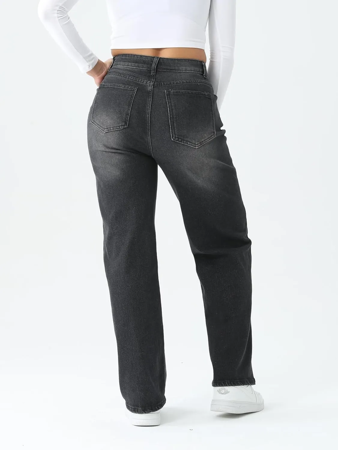 Straight Leg Jeans for Women,High Waisted Wide Leg Loose Stretchy Boyfriend Denim Pants Baggy Jeans for Women