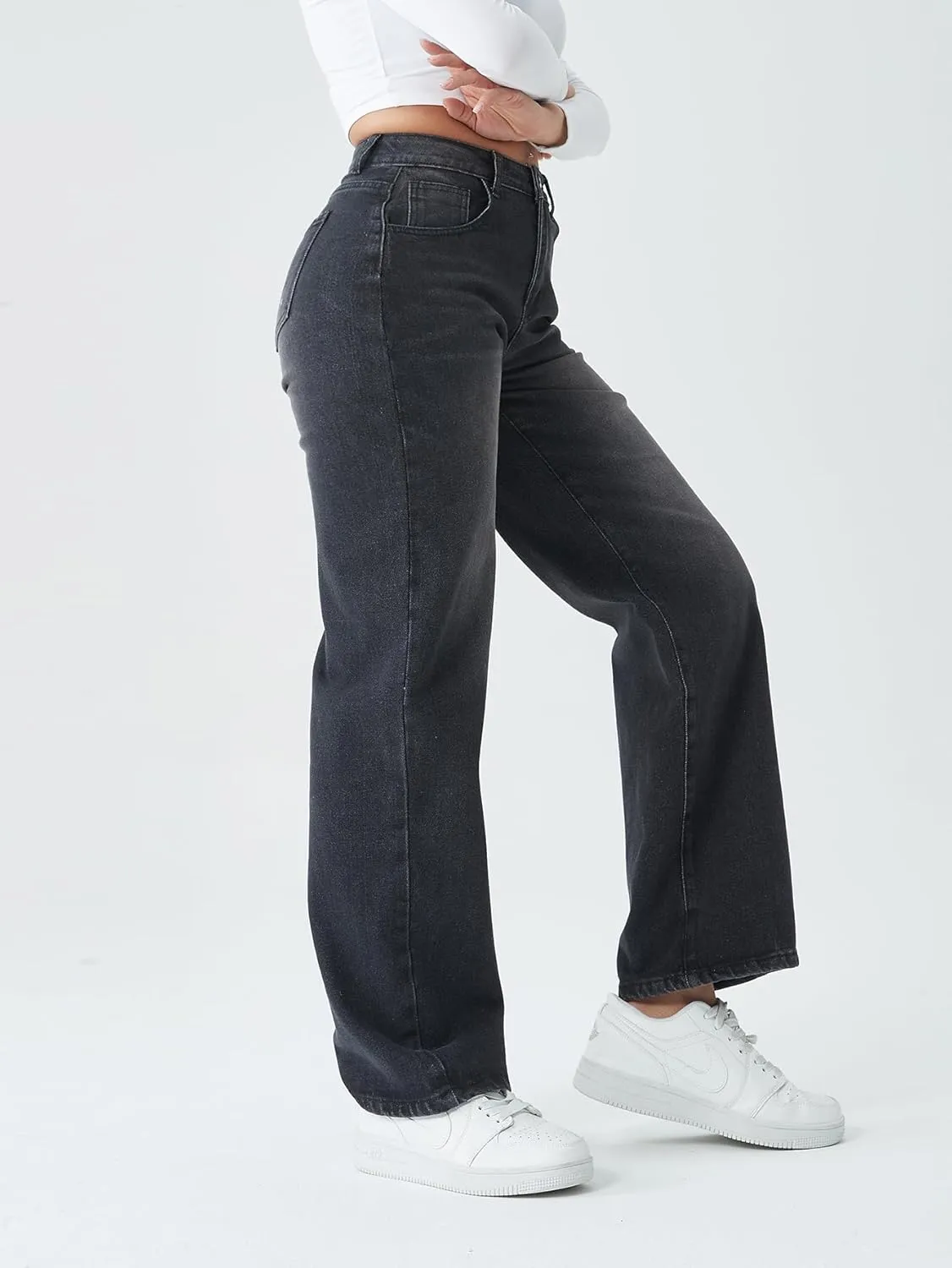 Straight Leg Jeans for Women,High Waisted Wide Leg Loose Stretchy Boyfriend Denim Pants Baggy Jeans for Women