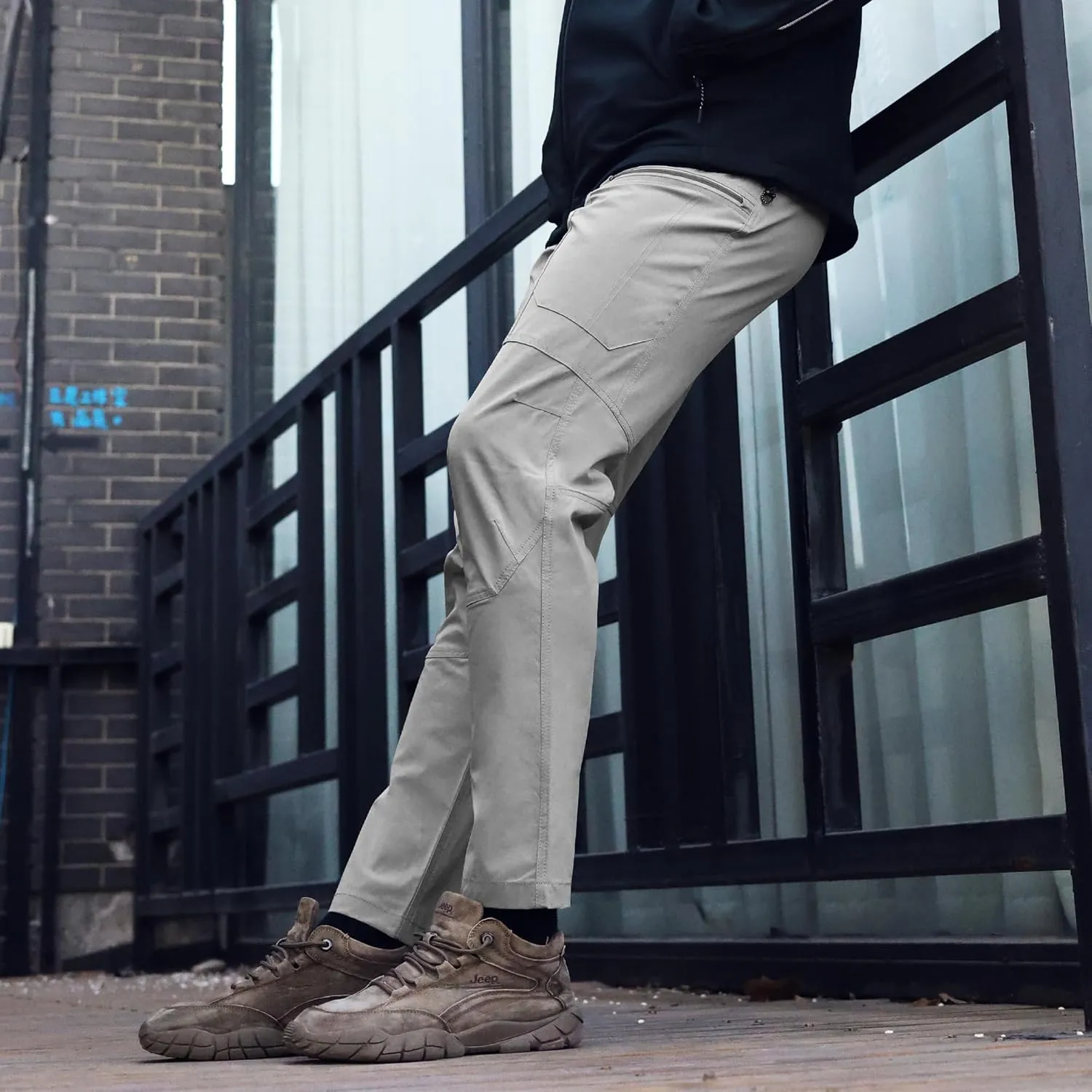 Summer Work Pants for Men Lightweight Stretch Flex Relaxed Fit Water Repellent Construction Cargo Hiking Tactical