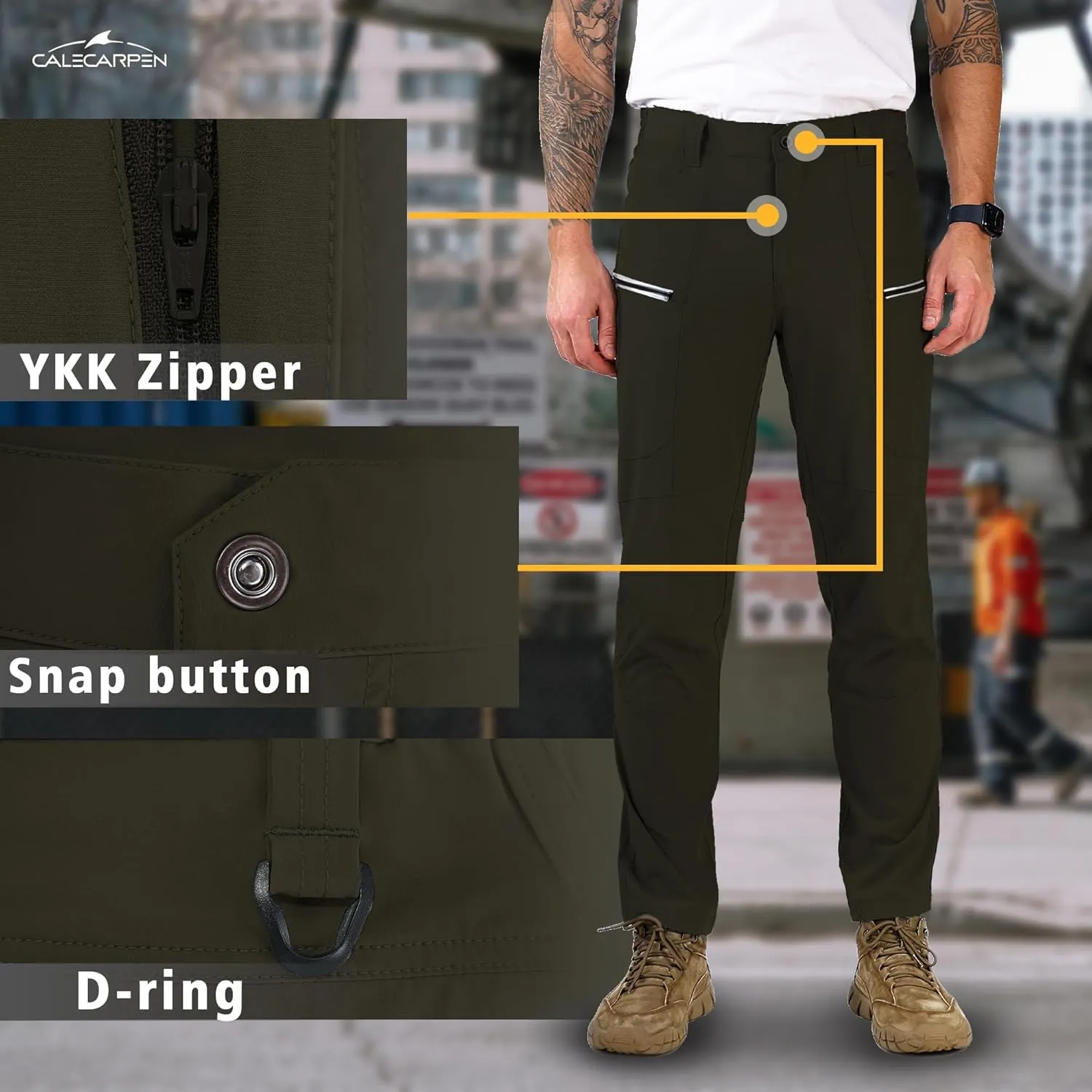 Summer Work Pants for Men Lightweight Stretch Flex Relaxed Fit Water Repellent Construction Cargo Hiking Tactical