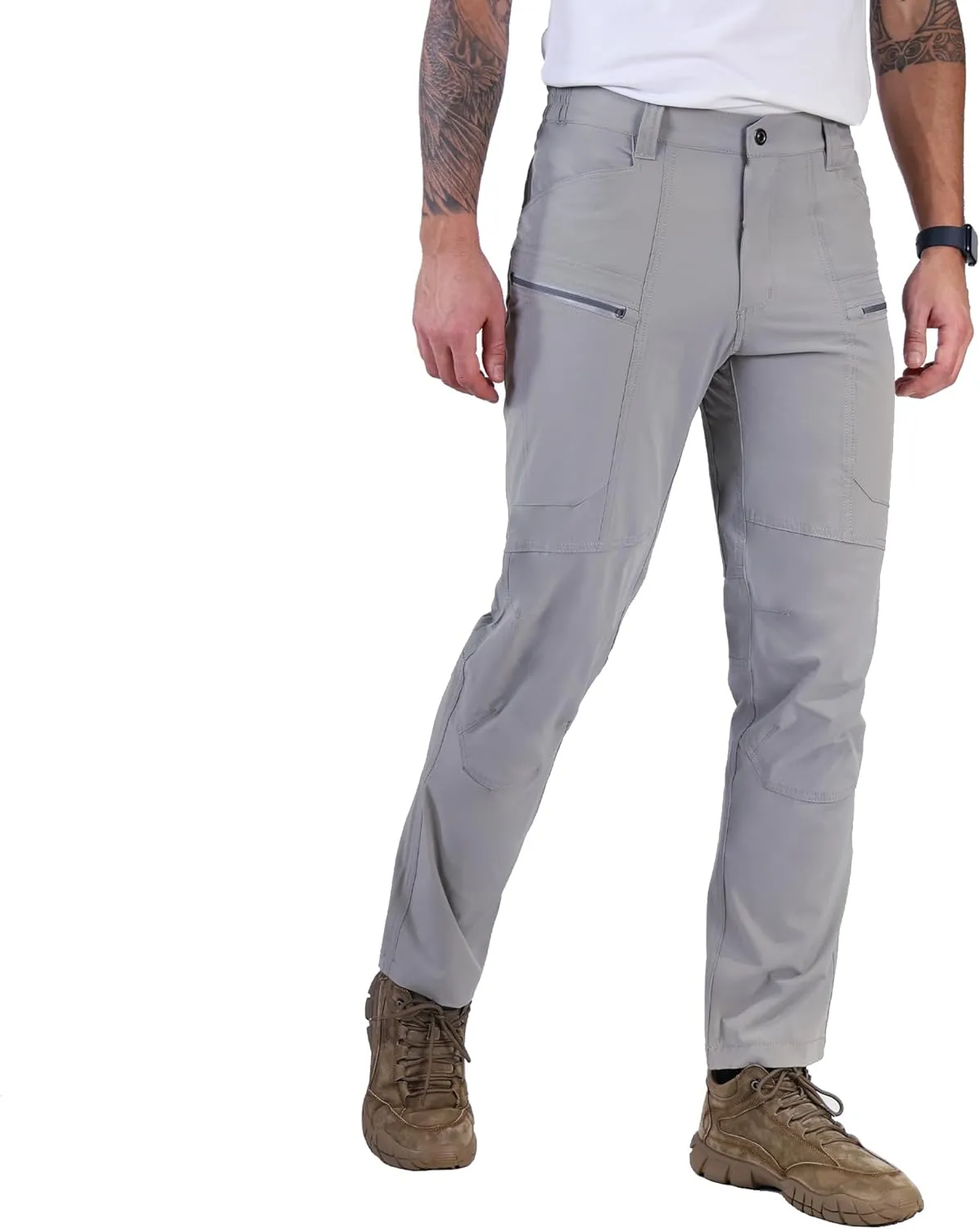 Summer Work Pants for Men Lightweight Stretch Flex Relaxed Fit Water Repellent Construction Cargo Hiking Tactical
