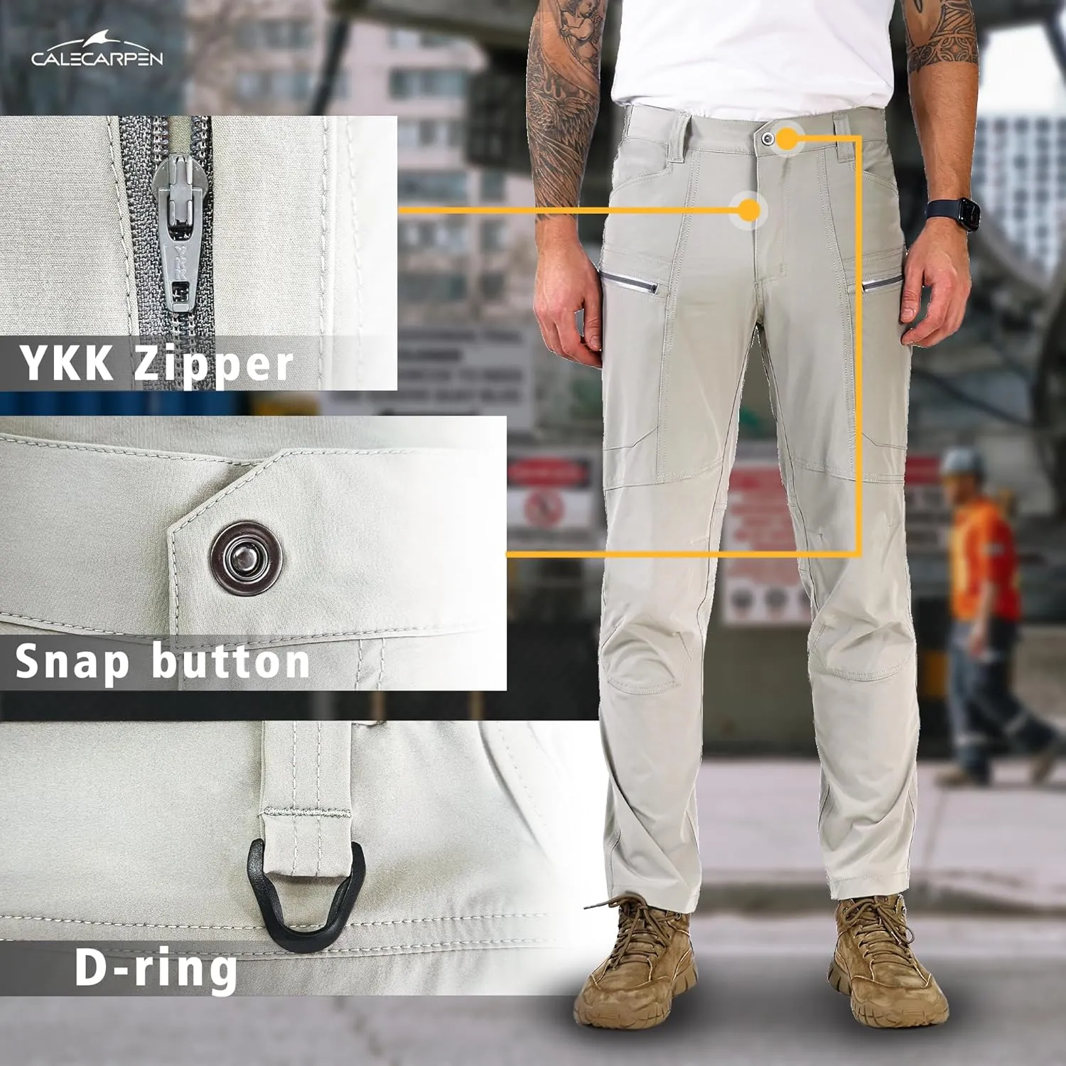 Summer Work Pants for Men Lightweight Stretch Flex Relaxed Fit Water Repellent Construction Cargo Hiking Tactical