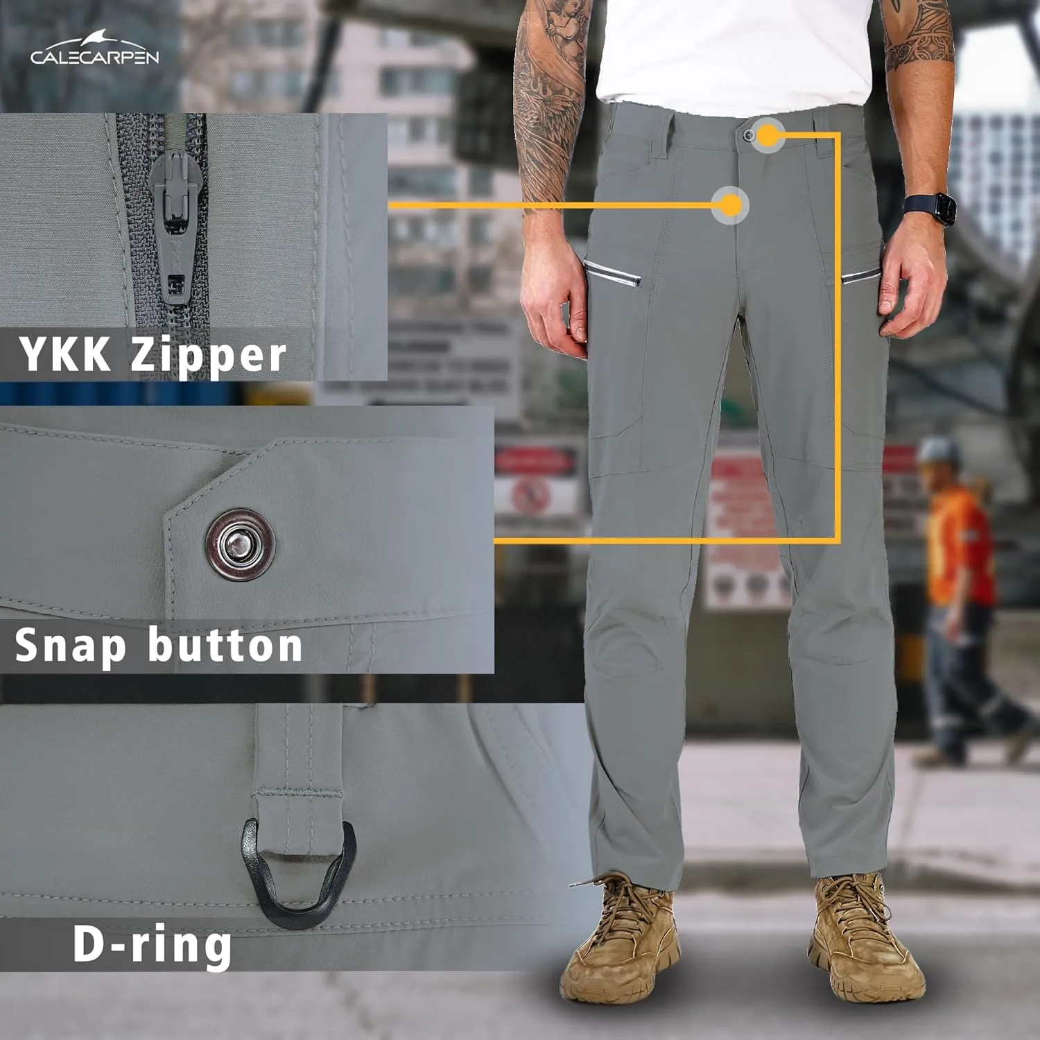 Summer Work Pants for Men Lightweight Stretch Flex Relaxed Fit Water Repellent Construction Cargo Hiking Tactical