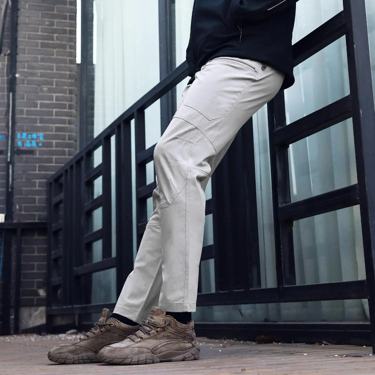 Summer Work Pants for Men Lightweight Stretch Flex Relaxed Fit Water Repellent Construction Cargo Hiking Tactical