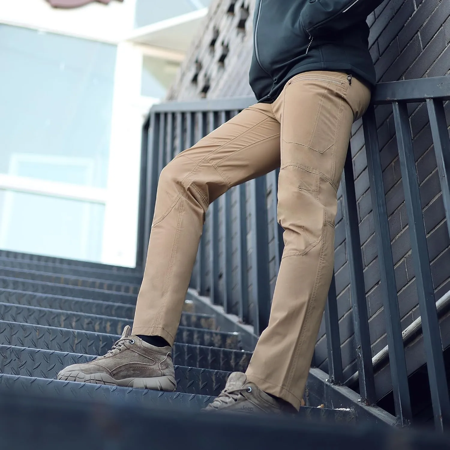 Summer Work Pants for Men Lightweight Stretch Flex Relaxed Fit Water Repellent Construction Cargo Hiking Tactical