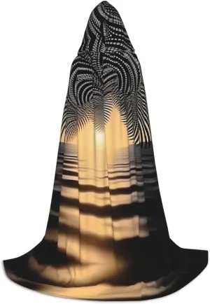 sunset Black hooded cloak for men & Women, wizard cloak with, Durable & Comfortable Long cape for Halloween, Cosplay, PartiesLarge