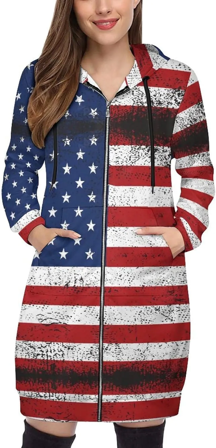 TAIZIYEAH Women's Long Hoodies Casual Zip Up Hoodies Cambodia Flag Sweatshirts Warm Long Coats