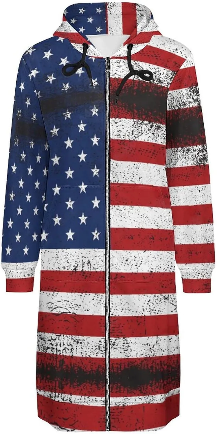 TAIZIYEAH Women's Long Hoodies Casual Zip Up Hoodies Cambodia Flag Sweatshirts Warm Long Coats