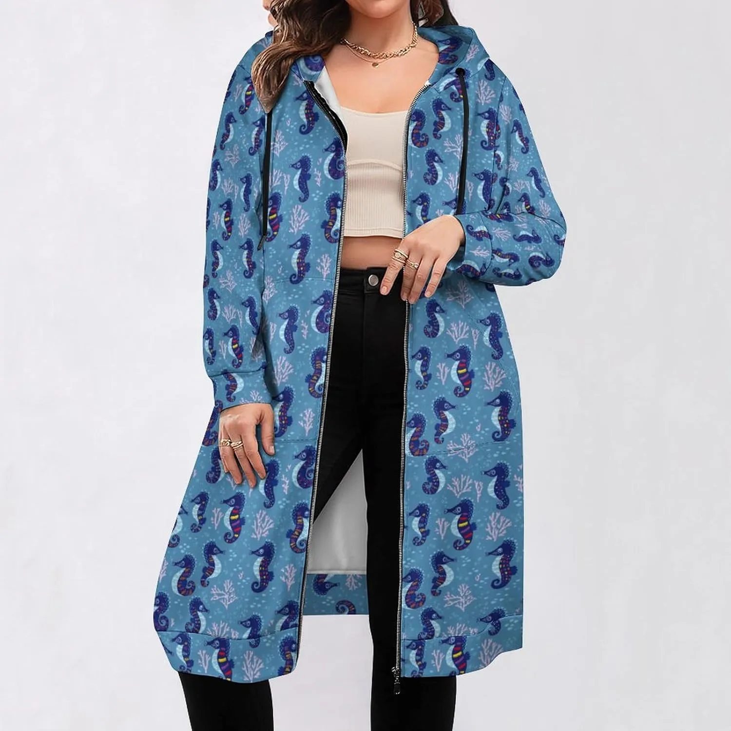 TAIZIYEAH Women's Long Hoodies Casual Zip Up Hoodies Cambodia Flag Sweatshirts Warm Long Coats