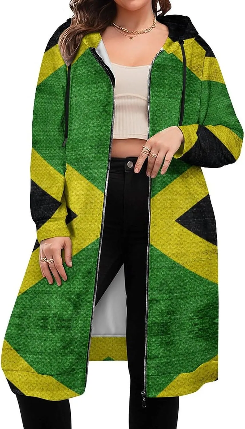 TAIZIYEAH Women's Long Hoodies Casual Zip Up Hoodies Cambodia Flag Sweatshirts Warm Long Coats