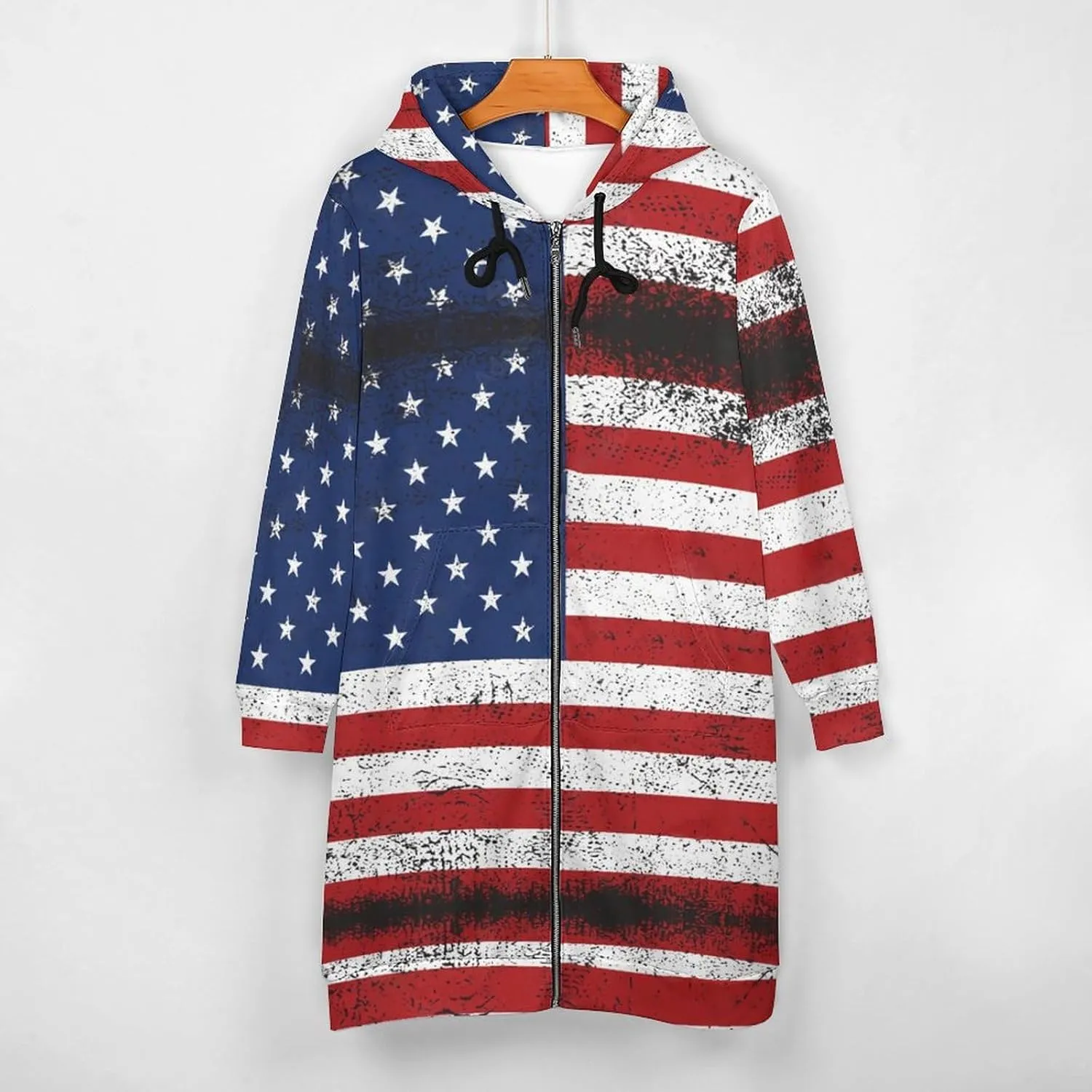 TAIZIYEAH Women's Long Hoodies Casual Zip Up Hoodies Cambodia Flag Sweatshirts Warm Long Coats