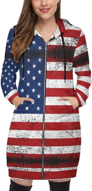 TAIZIYEAH Women's Long Hoodies Casual Zip Up Hoodies Cambodia Flag Sweatshirts Warm Long Coats