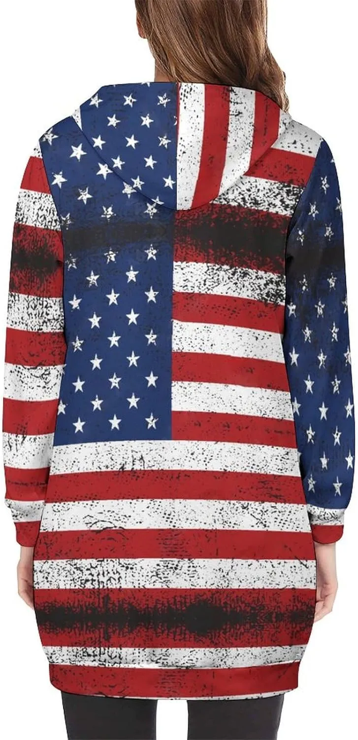 TAIZIYEAH Women's Long Hoodies Casual Zip Up Hoodies Cambodia Flag Sweatshirts Warm Long Coats