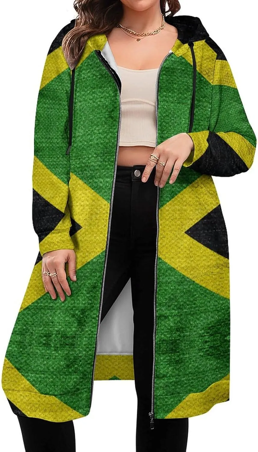 TAIZIYEAH Women's Long Hoodies Casual Zip Up Hoodies Cambodia Flag Sweatshirts Warm Long Coats